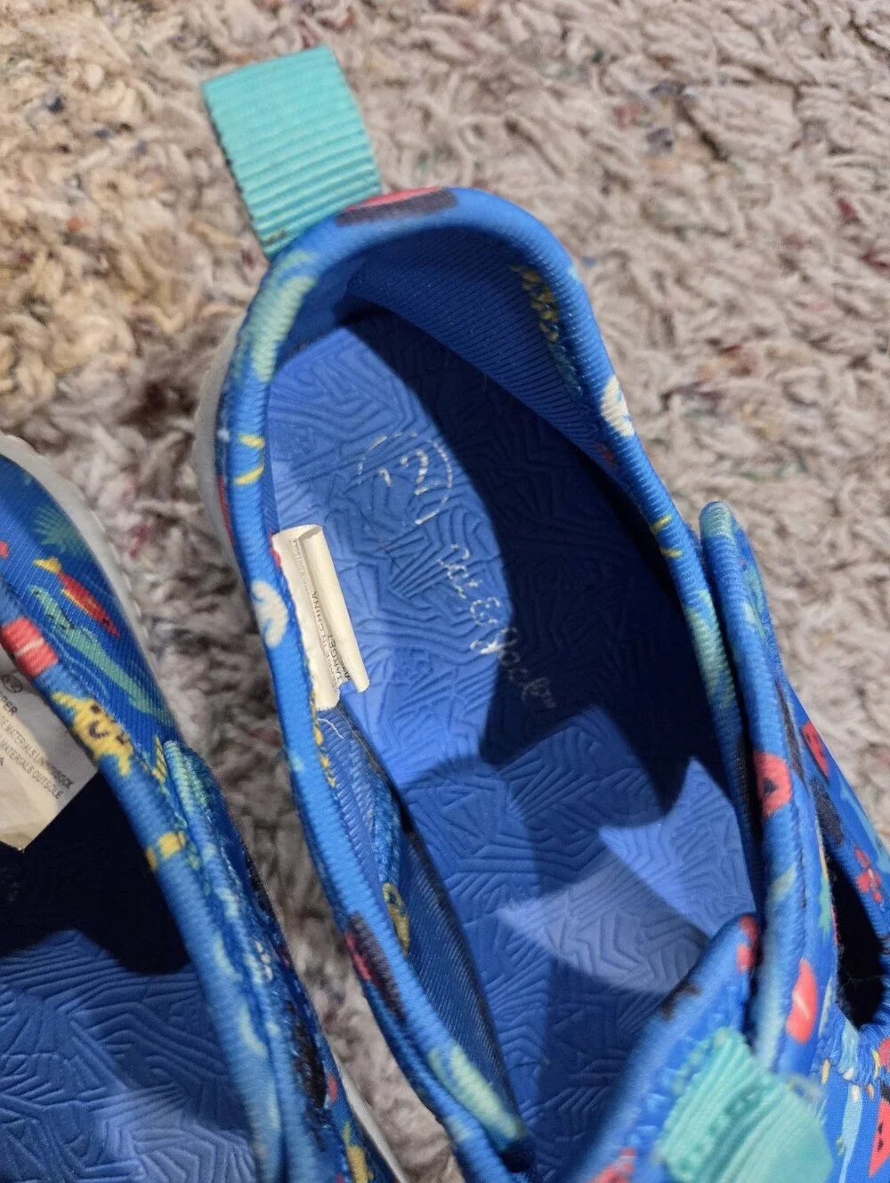 Cat & Jack Blue Patterned Kids Water Shoes with Velcro Straps
